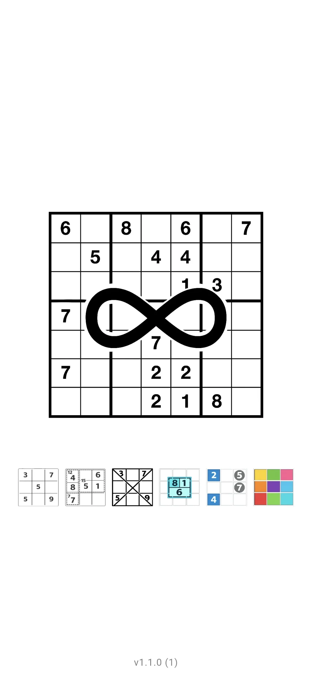 Sudoku Infinity start screen