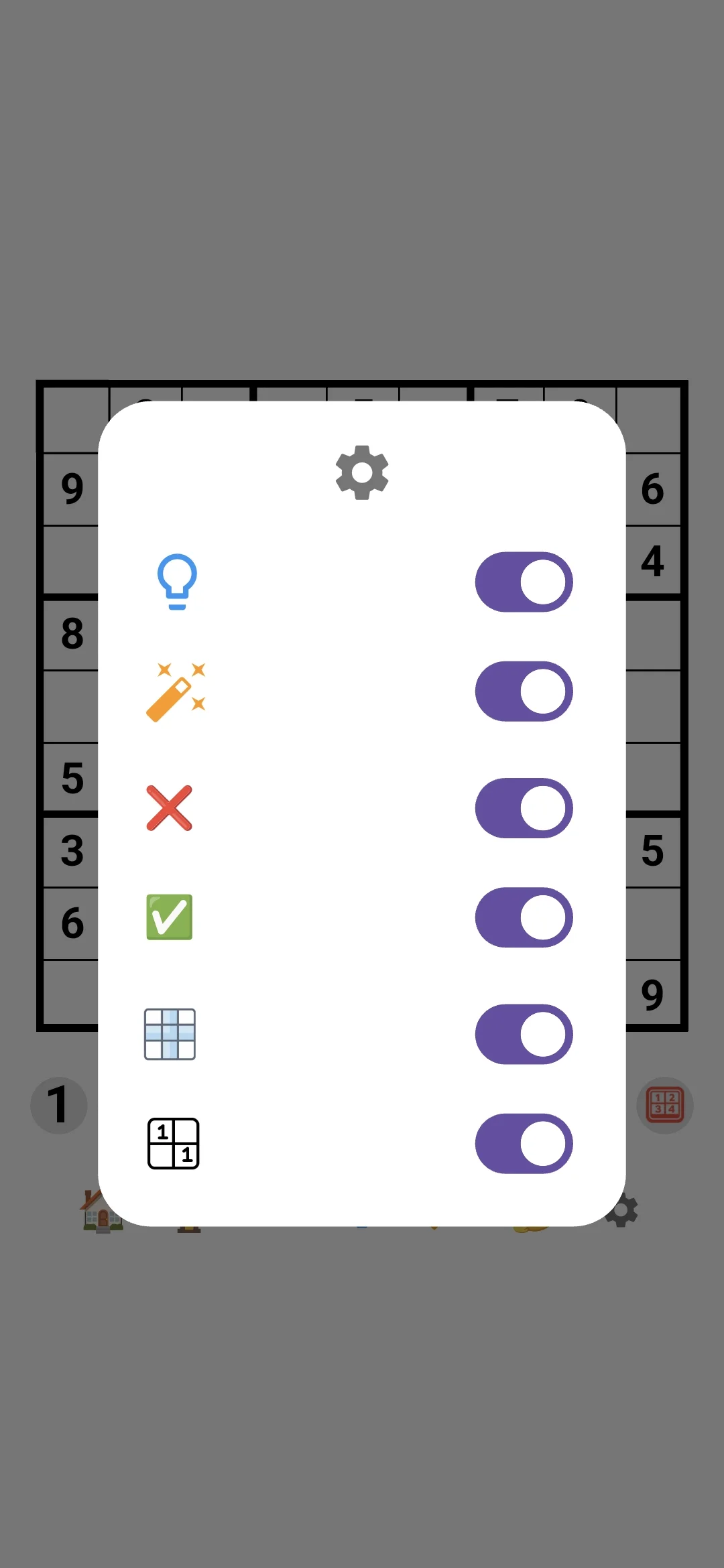 Sudoku Infinity settings dialog