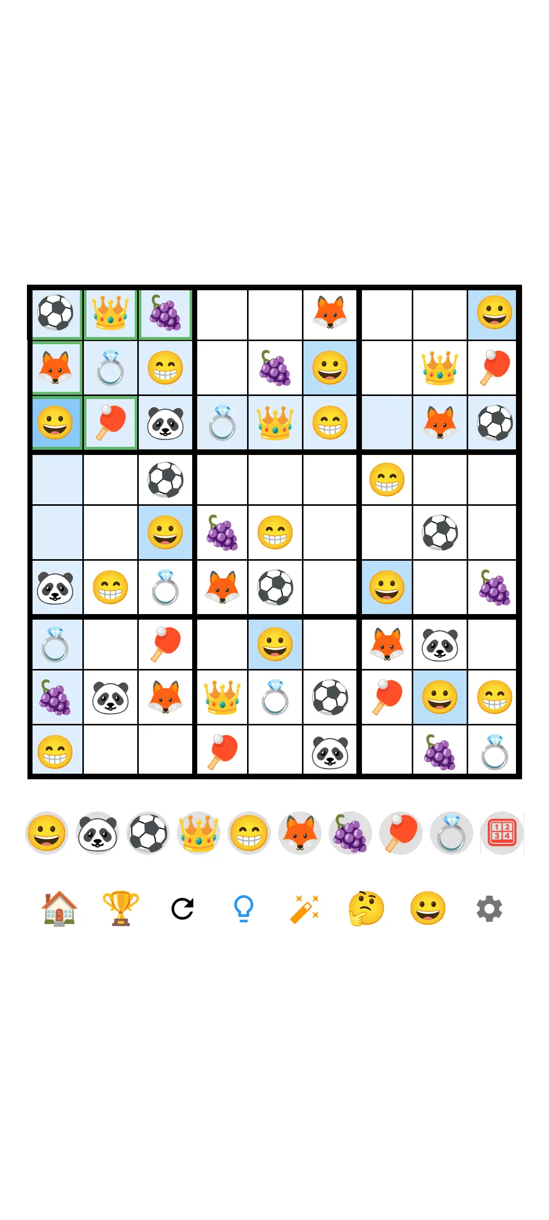 SudokuVerse board first cells filled with symbols