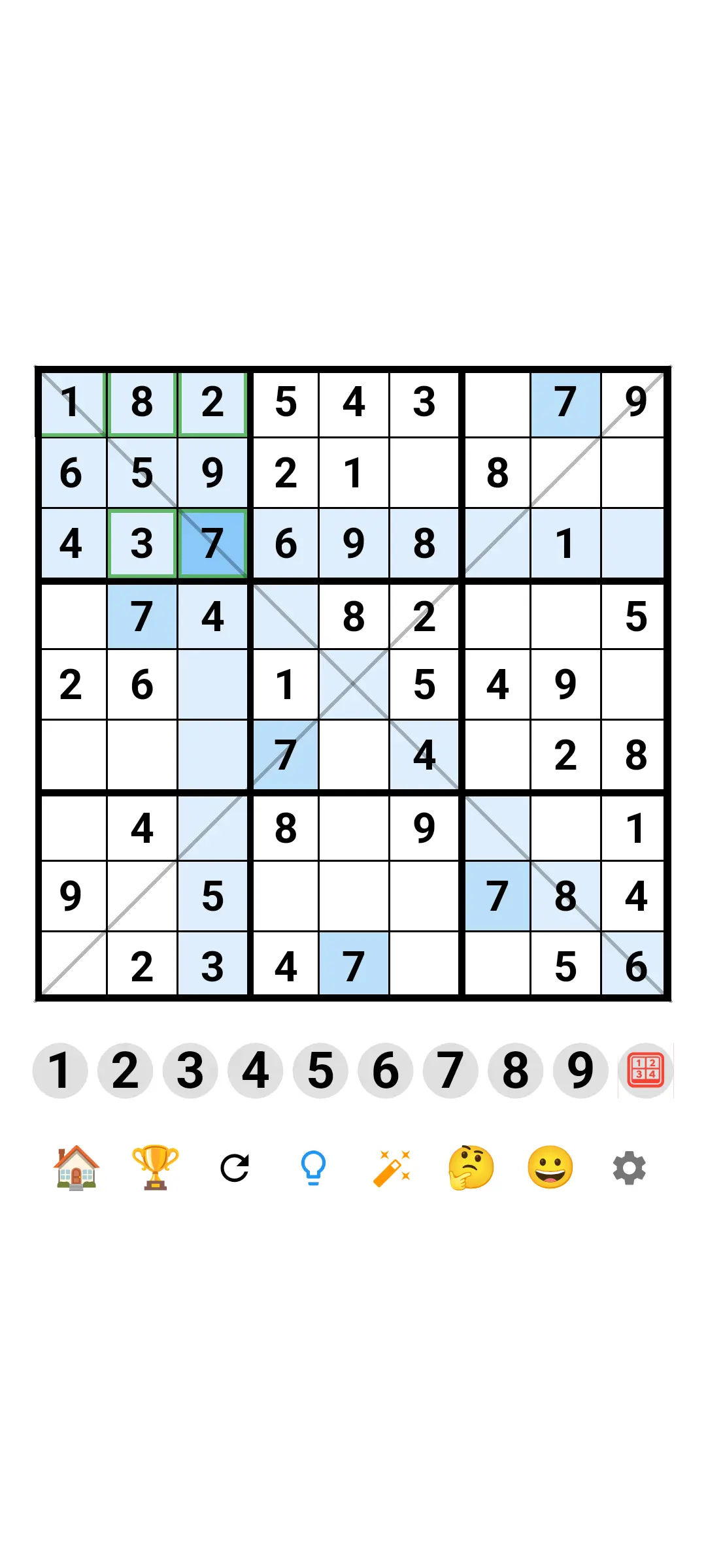 SudokuVerse X Sudoku board first cells filled