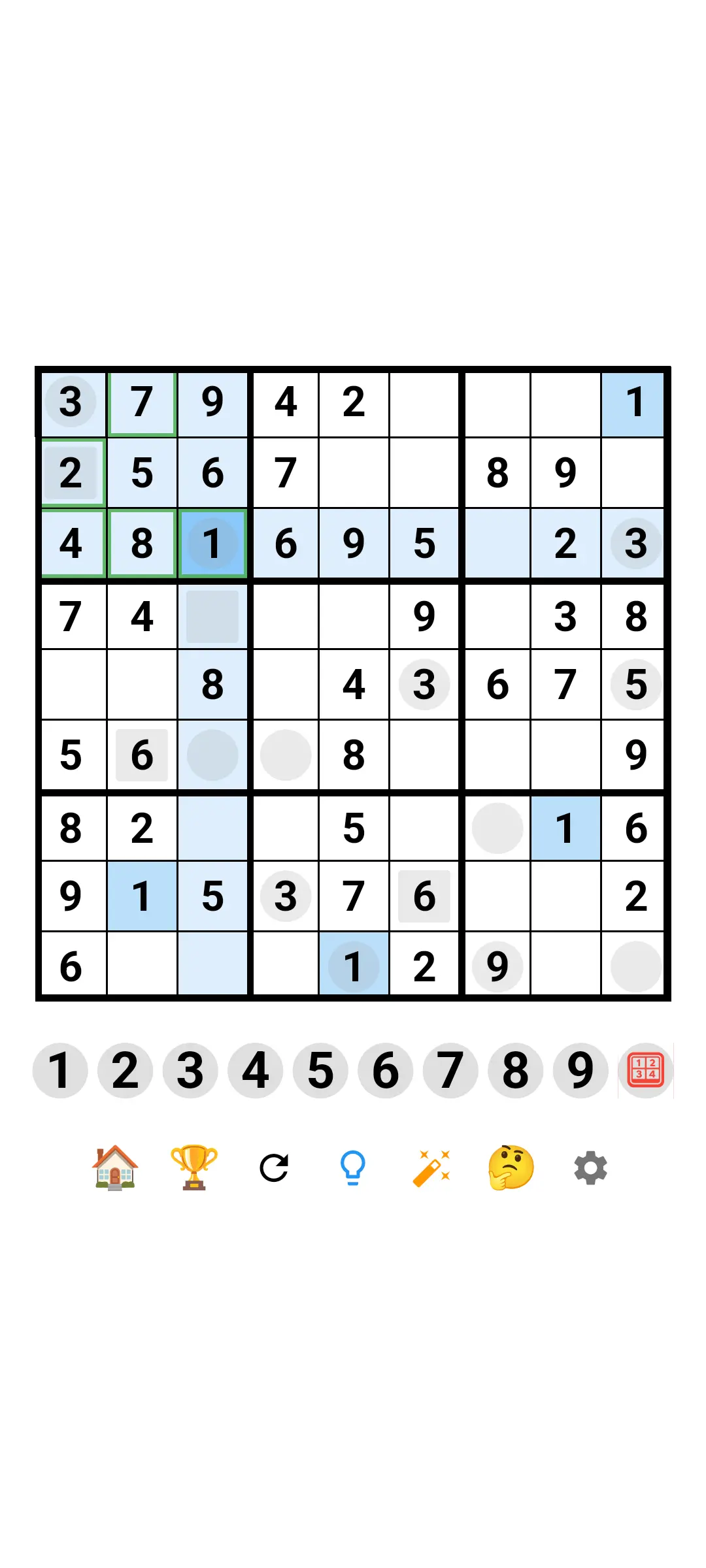 SudokuVerse EvenOdd Sudoku board first cells filled
